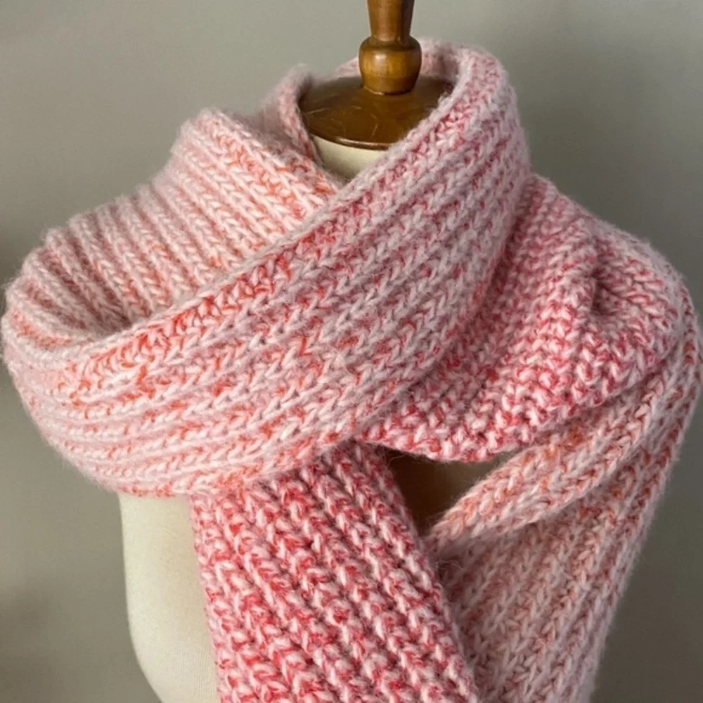 Anthropologie Pink Fringe Cozy Scarf